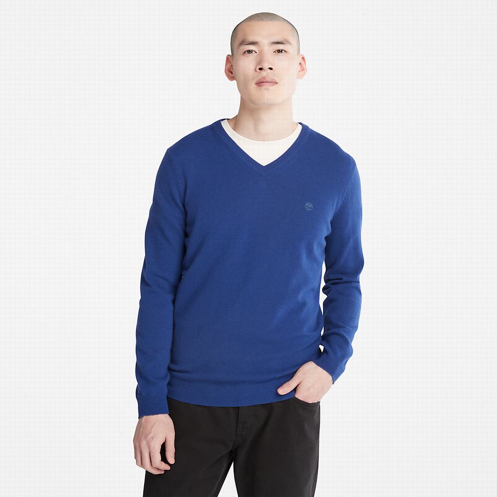 Timberland Cohas Brook V-Neck Süveter Erkek Koyu Mavi | TR-1756T
