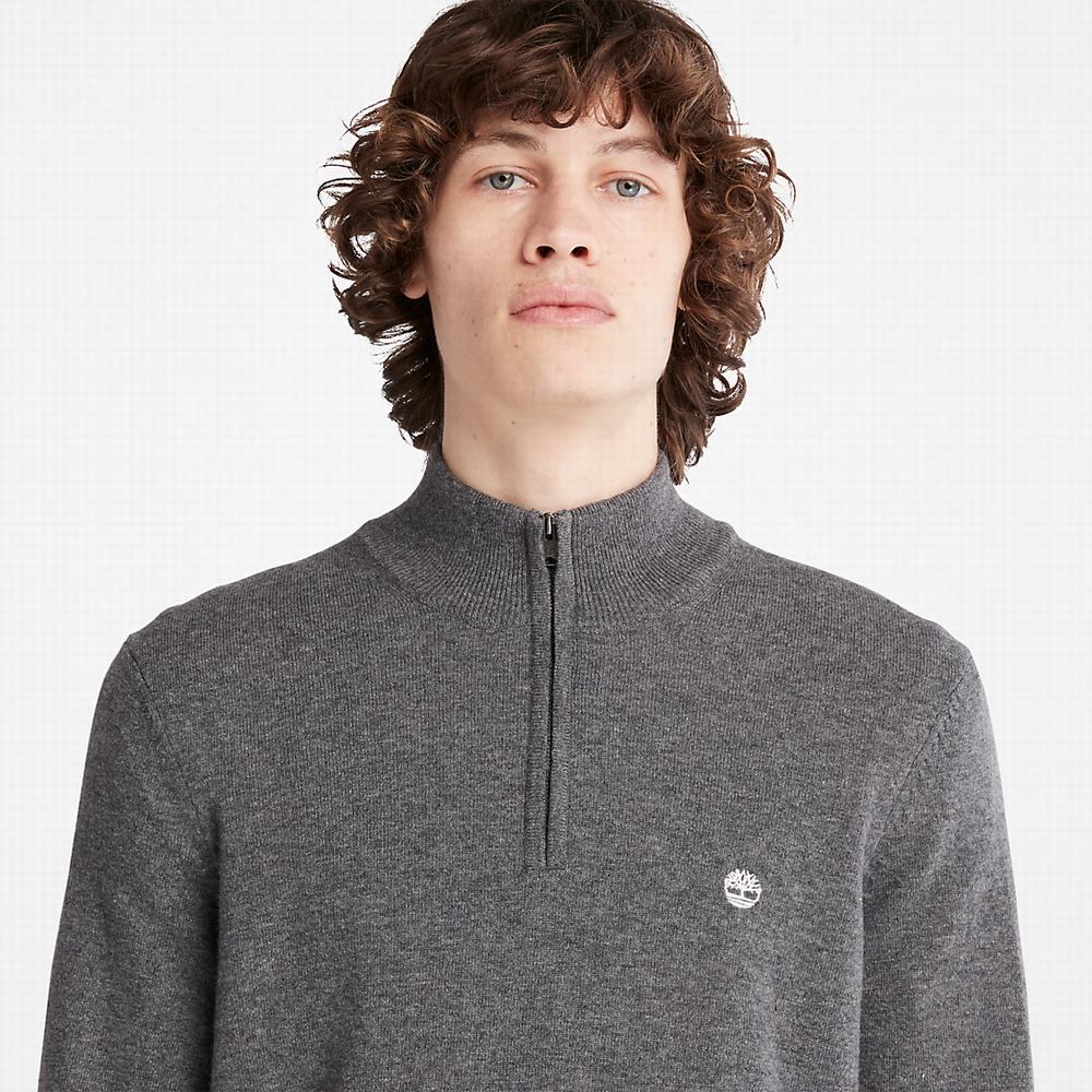 Timberland Cohas Brook Zip-neck Kazak Erkek Koyu Gri | TR-0578J