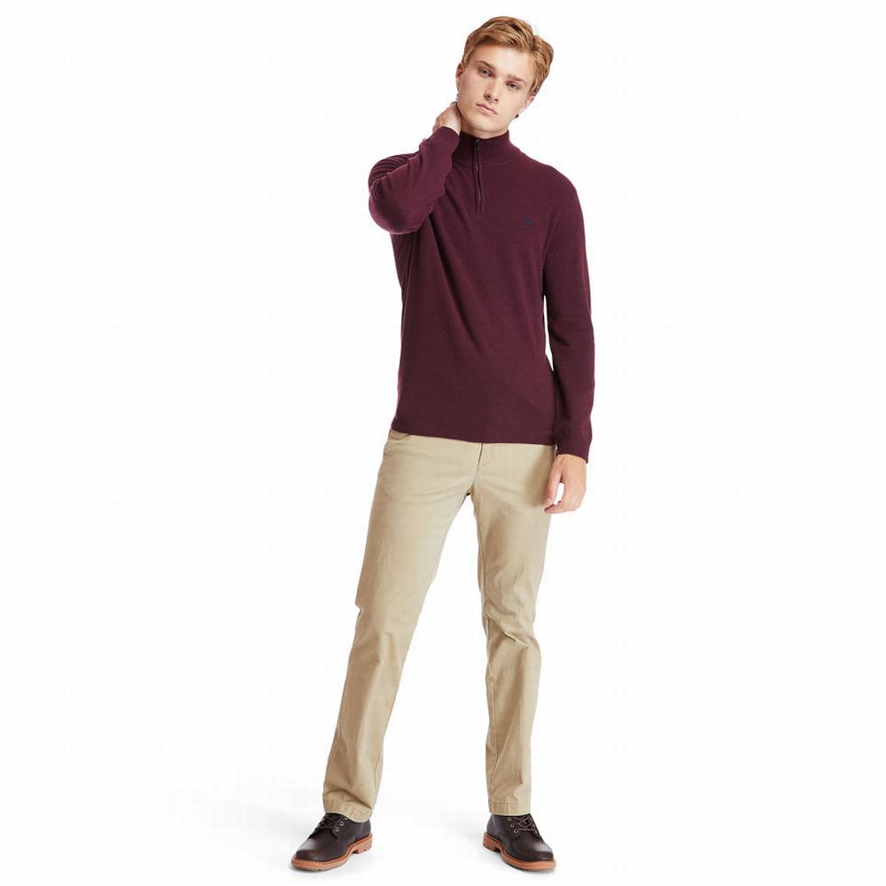 Timberland Cohas Brook Zip-neck Kazak Erkek Bordo | TR-7501B