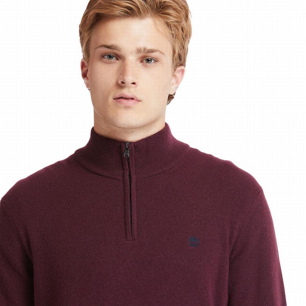 Timberland Cohas Brook Zip-neck Kazak Erkek Bordo | TR-7501B