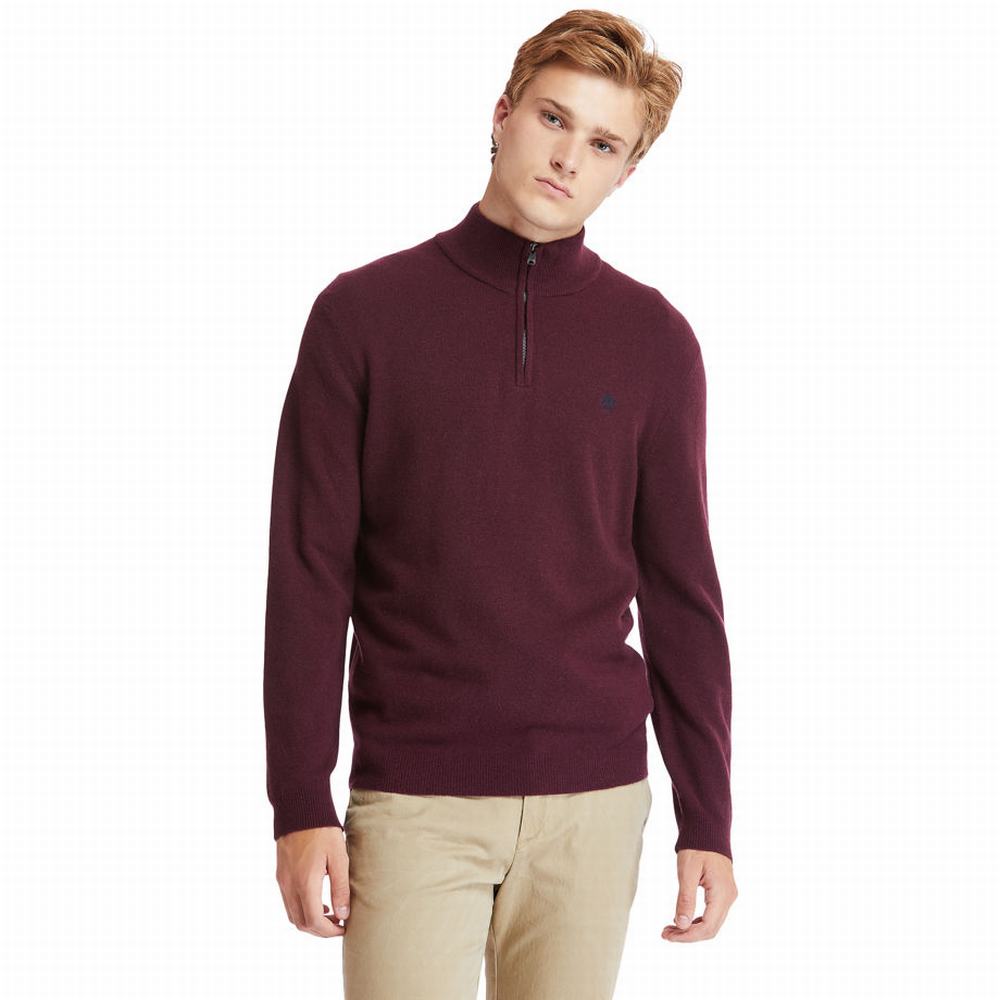 Timberland Cohas Brook Zip-neck Kazak Erkek Bordo | TR-7501B