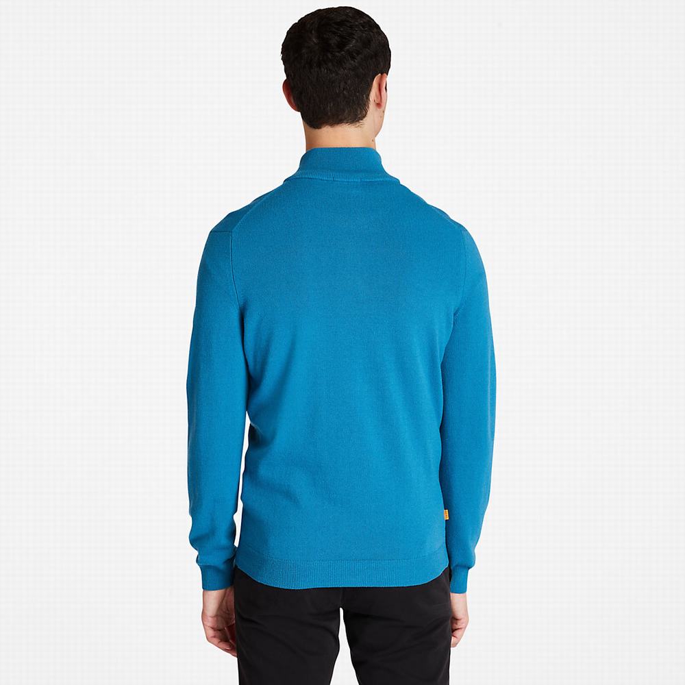 Timberland Cohas Brook Zip-neck Kazak Erkek Mavi | TR-9158Q