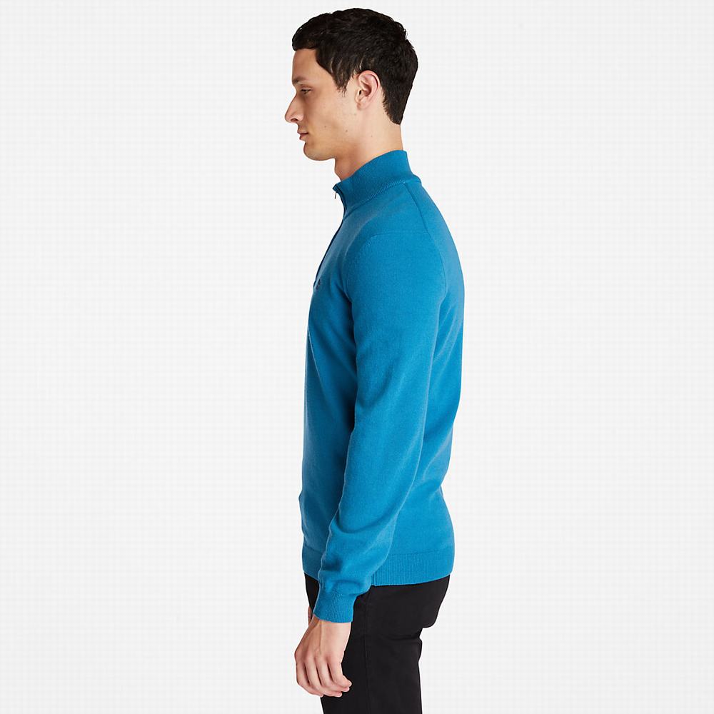 Timberland Cohas Brook Zip-neck Kazak Erkek Mavi | TR-9158Q