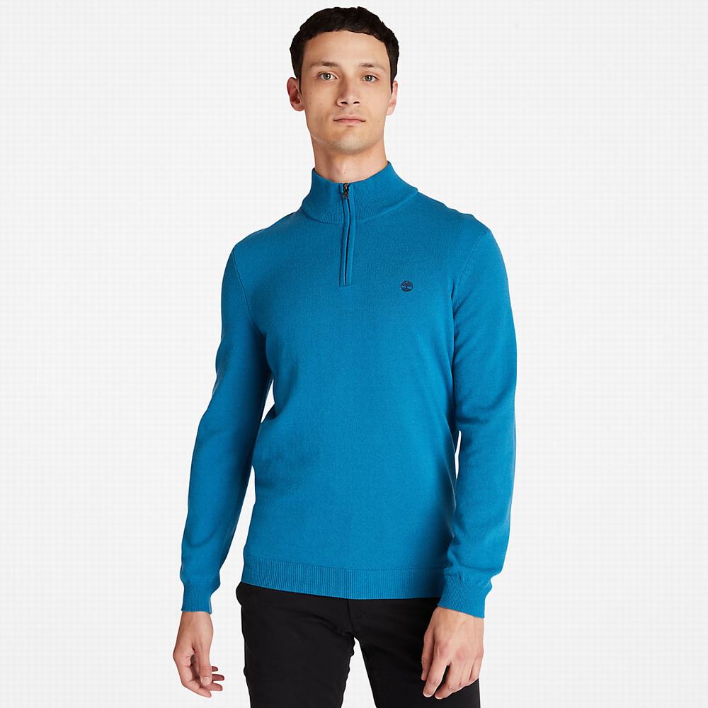 Timberland Cohas Brook Zip-neck Kazak Erkek Mavi | TR-9158Q
