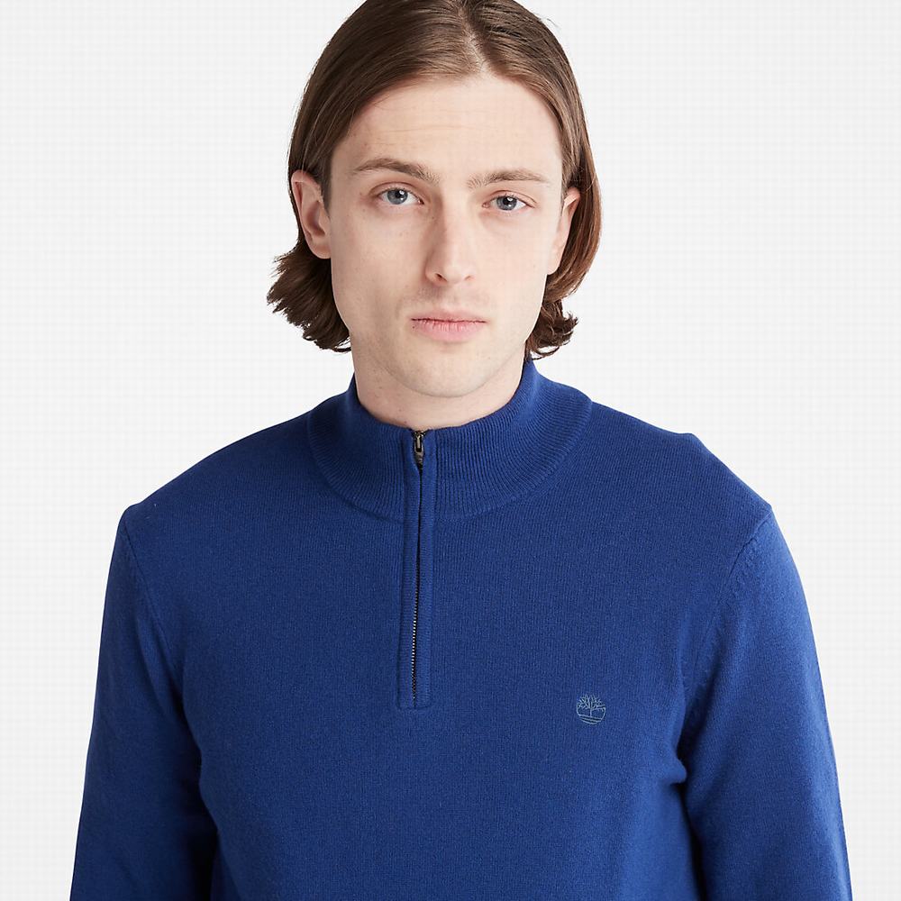 Timberland Cohas Brook Zip-neck Süveter Erkek Koyu Mavi | TR-4260G