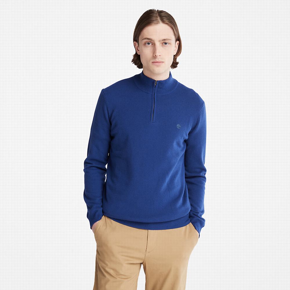 Timberland Cohas Brook Zip-neck Süveter Erkek Koyu Mavi | TR-4260G