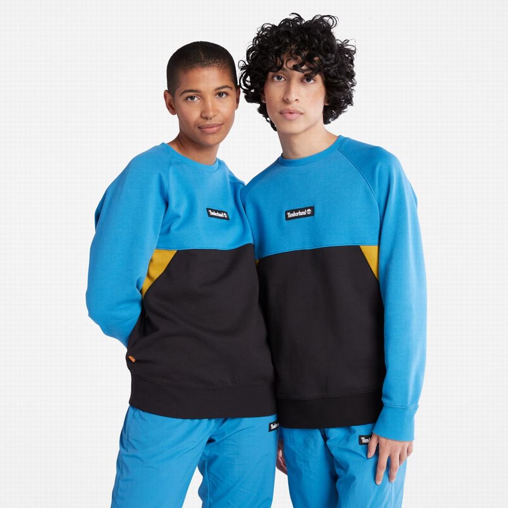 Timberland Colorblock Crewneck Tişörtü Erkek Açık Mavi Siyah | TR-3096R