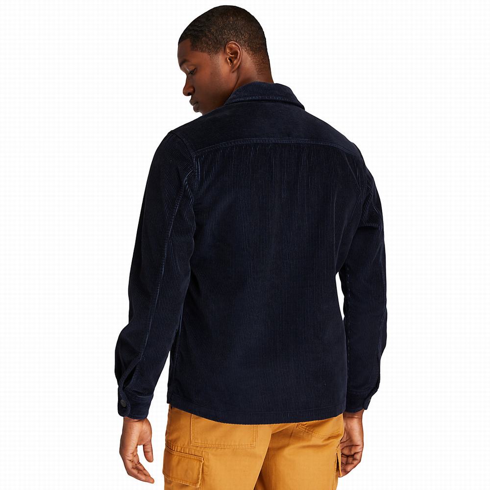 Timberland Corduroy Zip Overshirt Ceket Erkek Lacivert | TR-2578Q