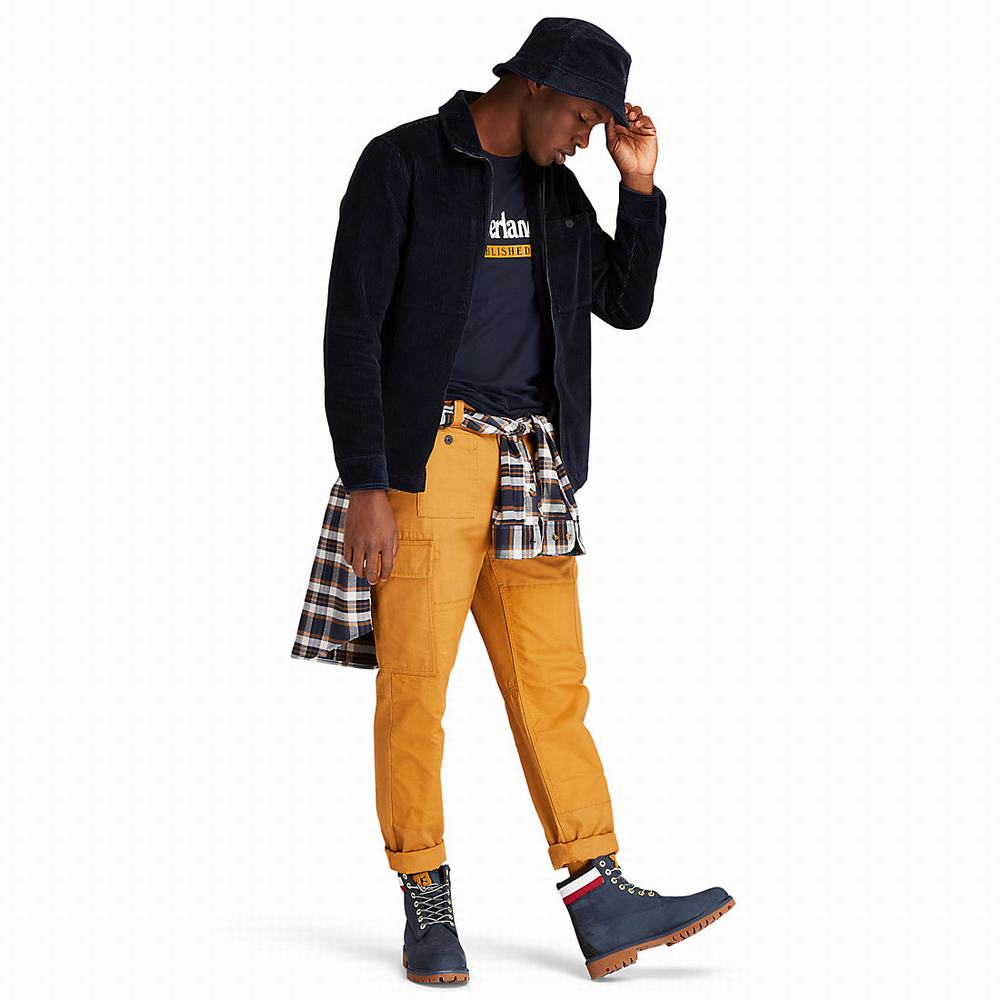 Timberland Corduroy Zip Overshirt Ceket Erkek Lacivert | TR-2578Q