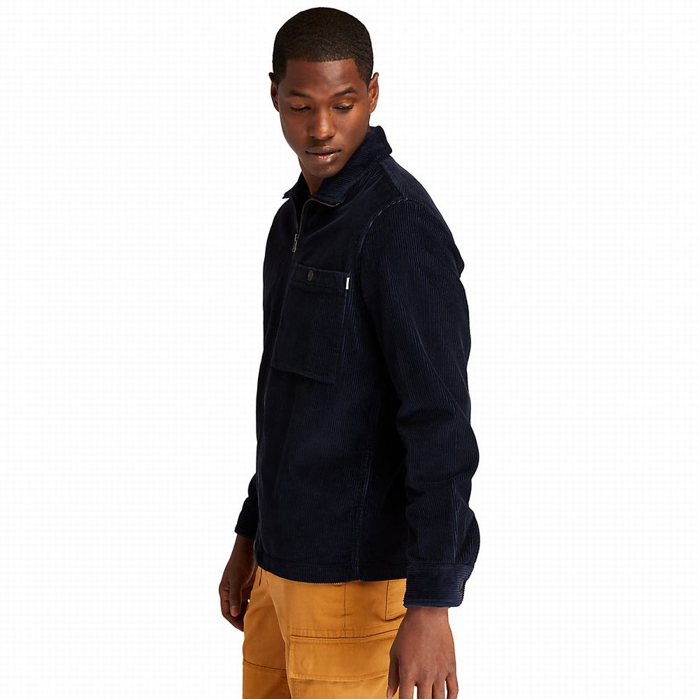 Timberland Corduroy Zip Overshirt Ceket Erkek Lacivert | TR-2578Q