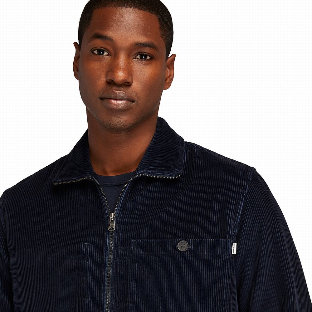 Timberland Corduroy Zip Overshirt Ceket Erkek Lacivert | TR-2578Q