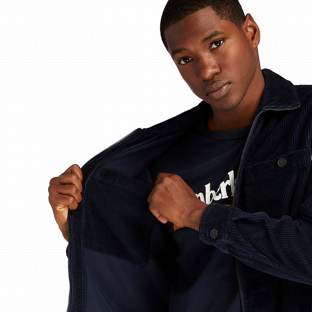 Timberland Corduroy Zip Overshirt Ceket Erkek Lacivert | TR-2578Q