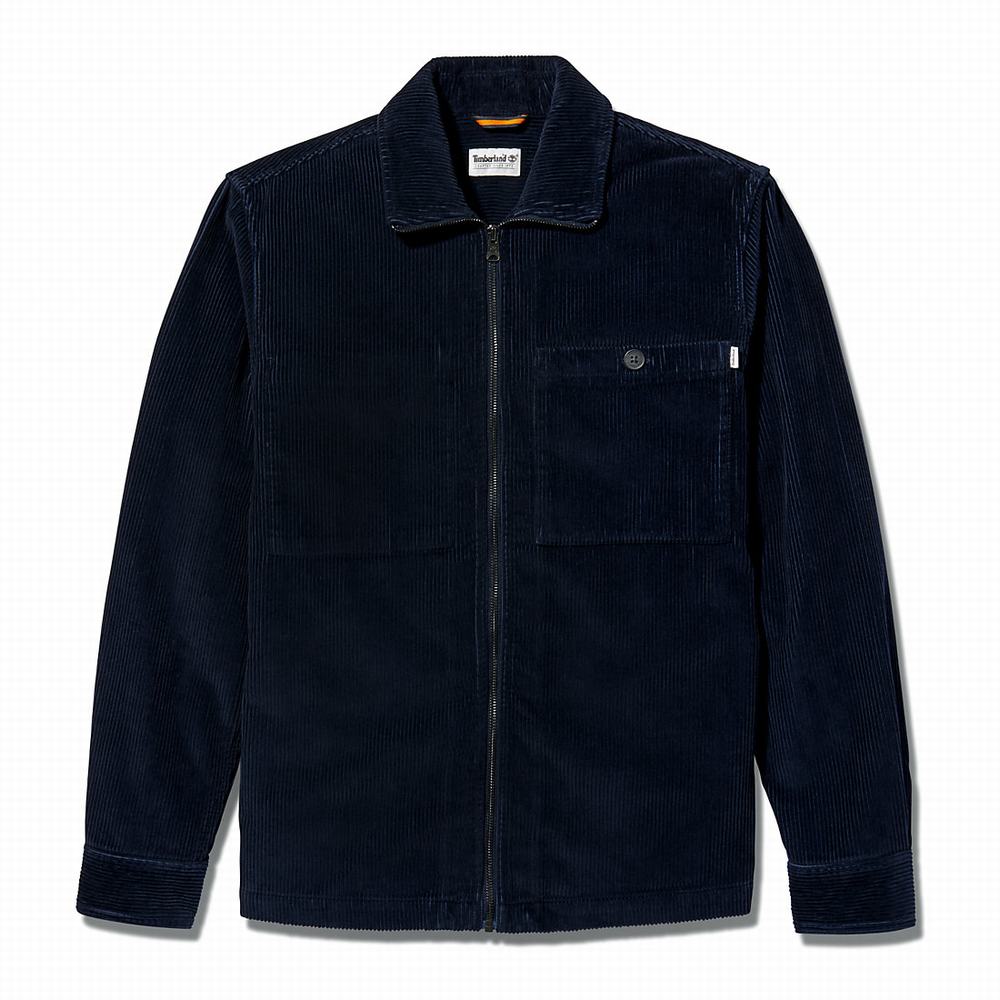 Timberland Corduroy Zip Overshirt Ceket Erkek Lacivert | TR-2578Q