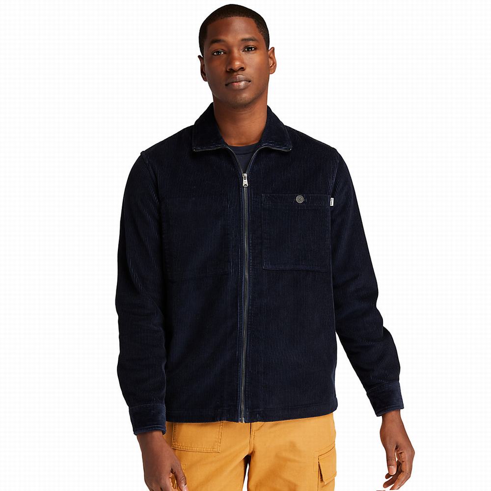 Timberland Corduroy Zip Overshirt Ceket Erkek Lacivert | TR-2578Q