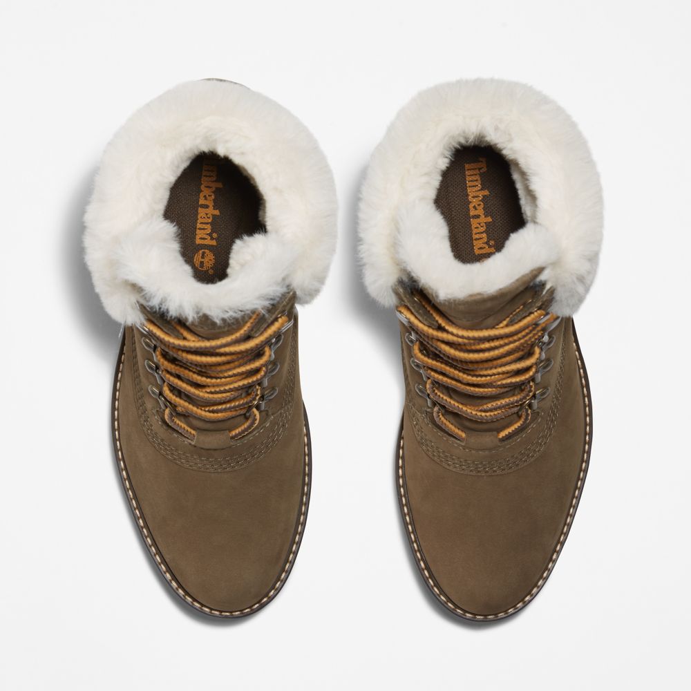 Timberland Courmayeur Valley 6-Inch Waterproof Faux-Fur Kışlık Bot Kadın Zeytin Yeşili | TR-3571L