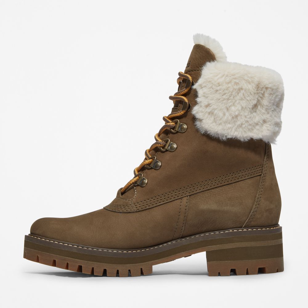 Timberland Courmayeur Valley 6-Inch Waterproof Faux-Fur Kışlık Bot Kadın Zeytin Yeşili | TR-3571L
