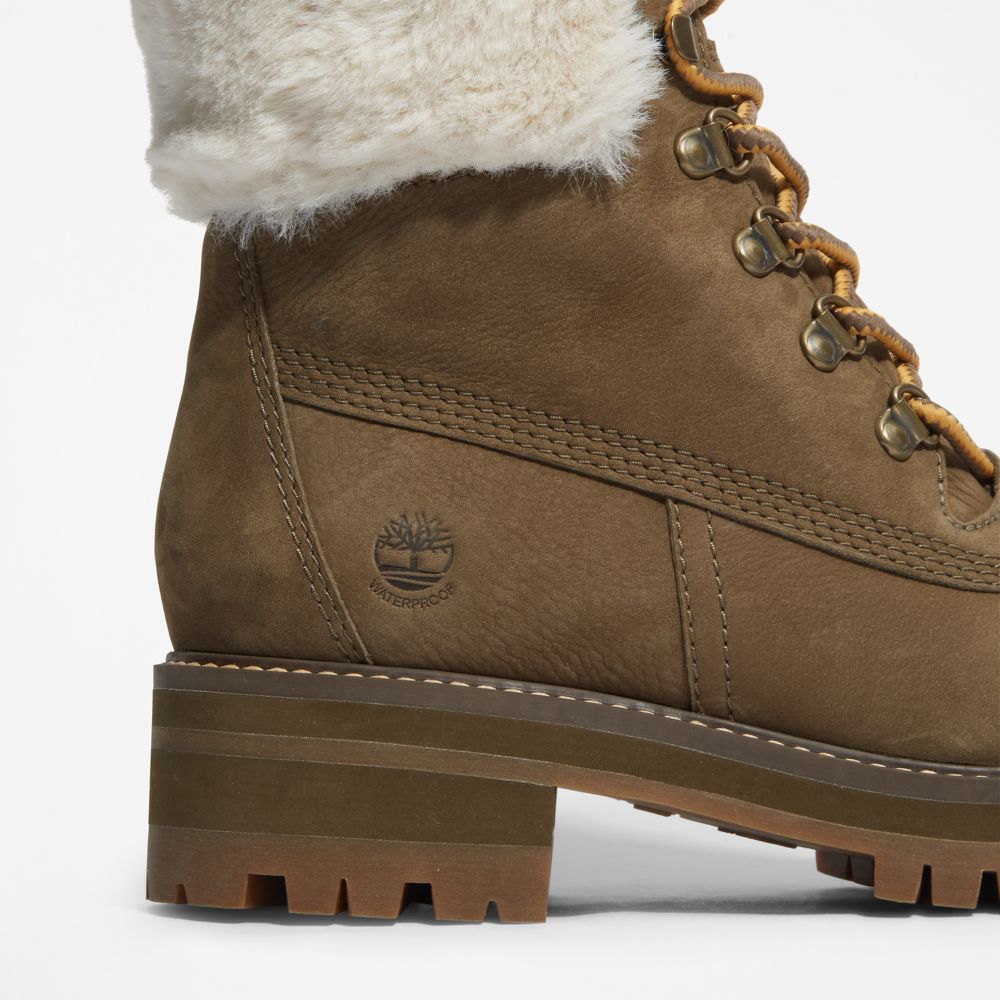 Timberland Courmayeur Valley 6-Inch Waterproof Faux-Fur Kışlık Bot Kadın Zeytin Yeşili | TR-3571L