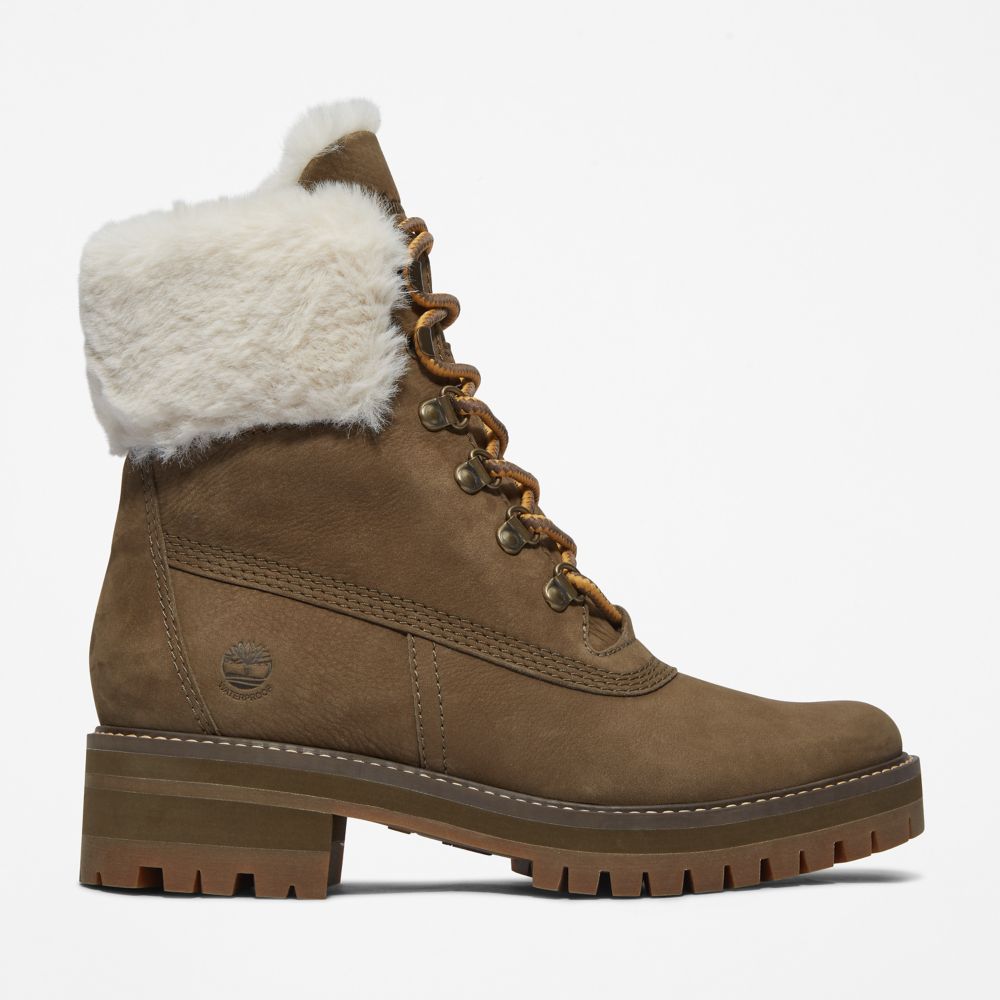 Timberland Courmayeur Valley 6-Inch Waterproof Faux-Fur Kışlık Bot Kadın Zeytin Yeşili | TR-3571L