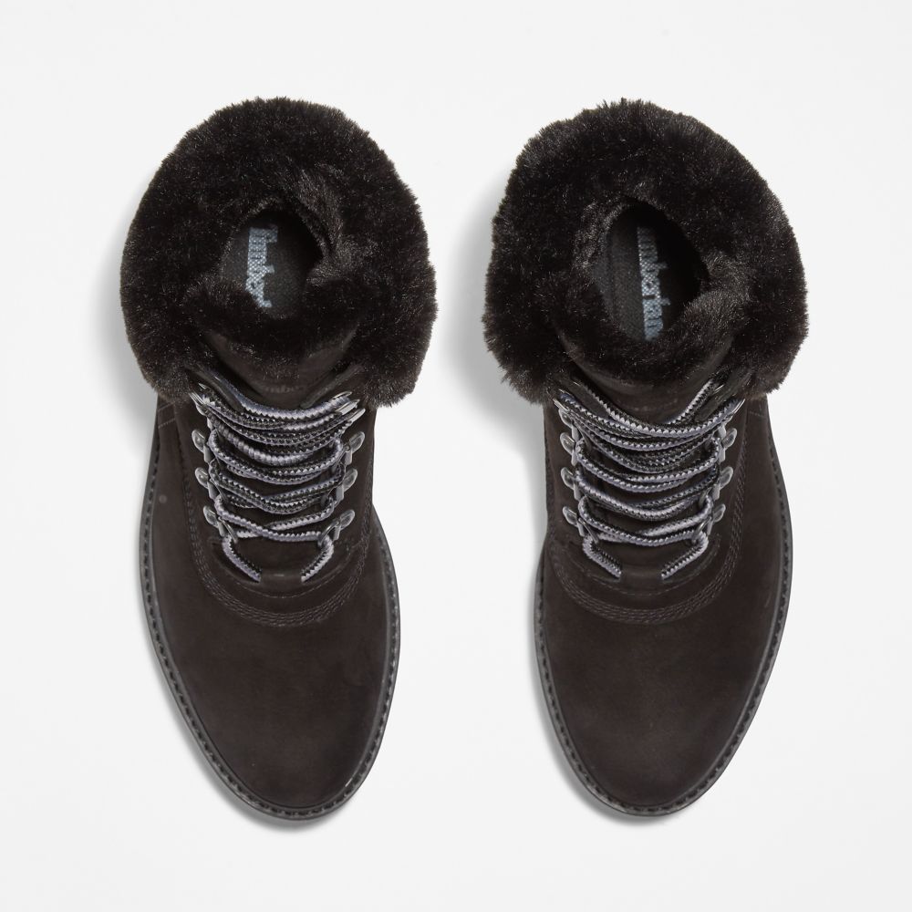 Timberland Courmayeur Valley 6-Inch Waterproof Faux-Fur Kışlık Bot Kadın Siyah | TR-4865Z