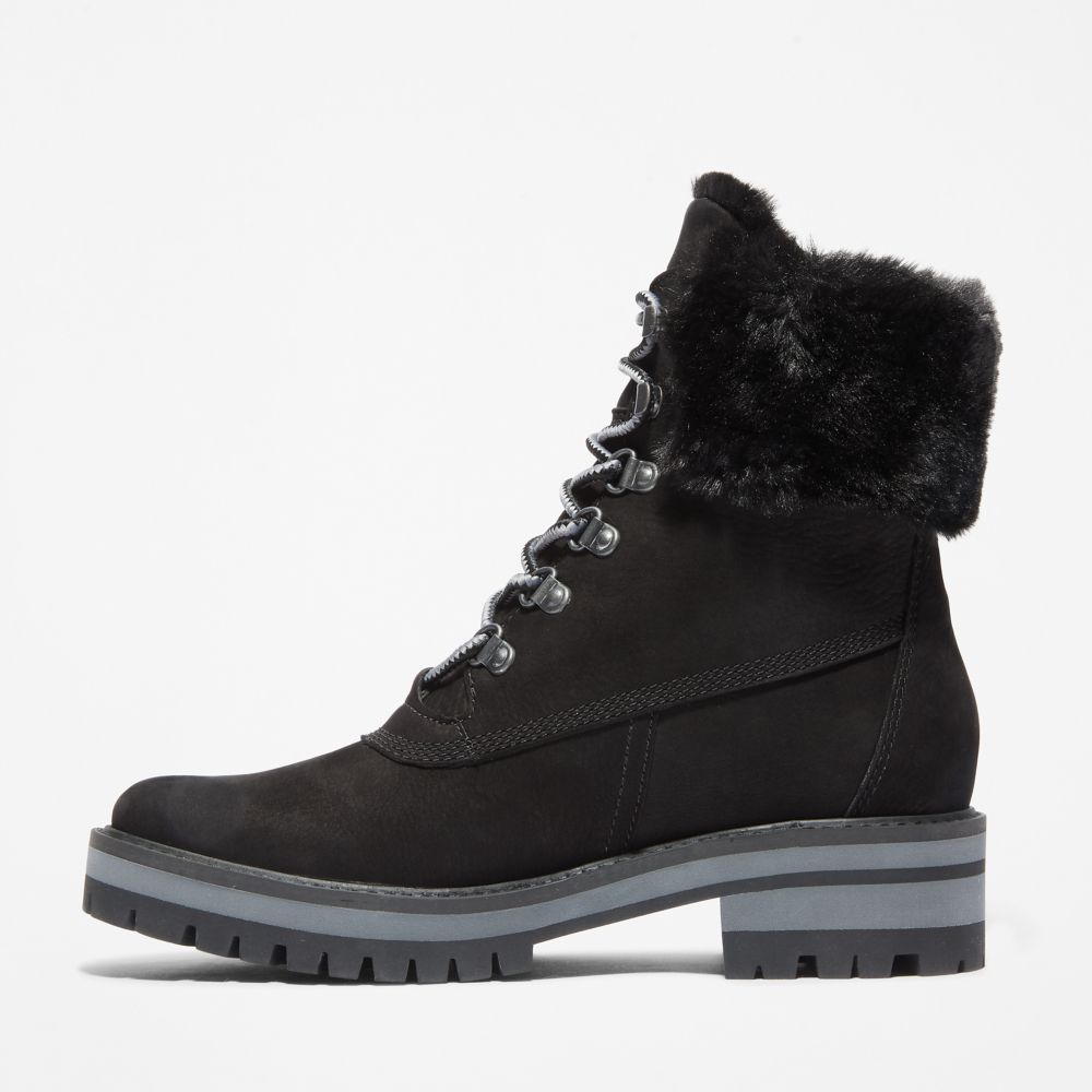 Timberland Courmayeur Valley 6-Inch Waterproof Faux-Fur Kışlık Bot Kadın Siyah | TR-4865Z