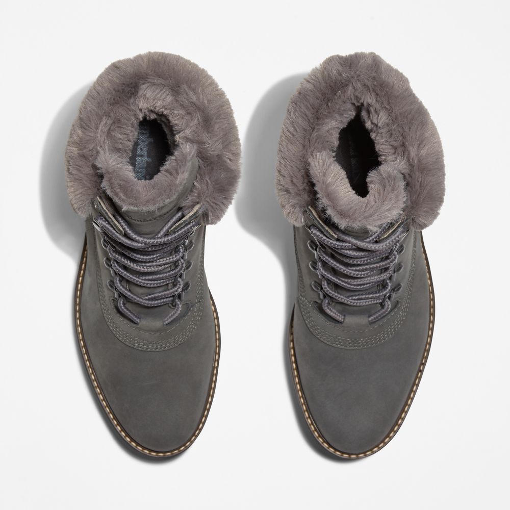 Timberland Courmayeur Valley 6-Inch Waterproof Faux-Fur Kışlık Bot Kadın Gri | TR-5089K