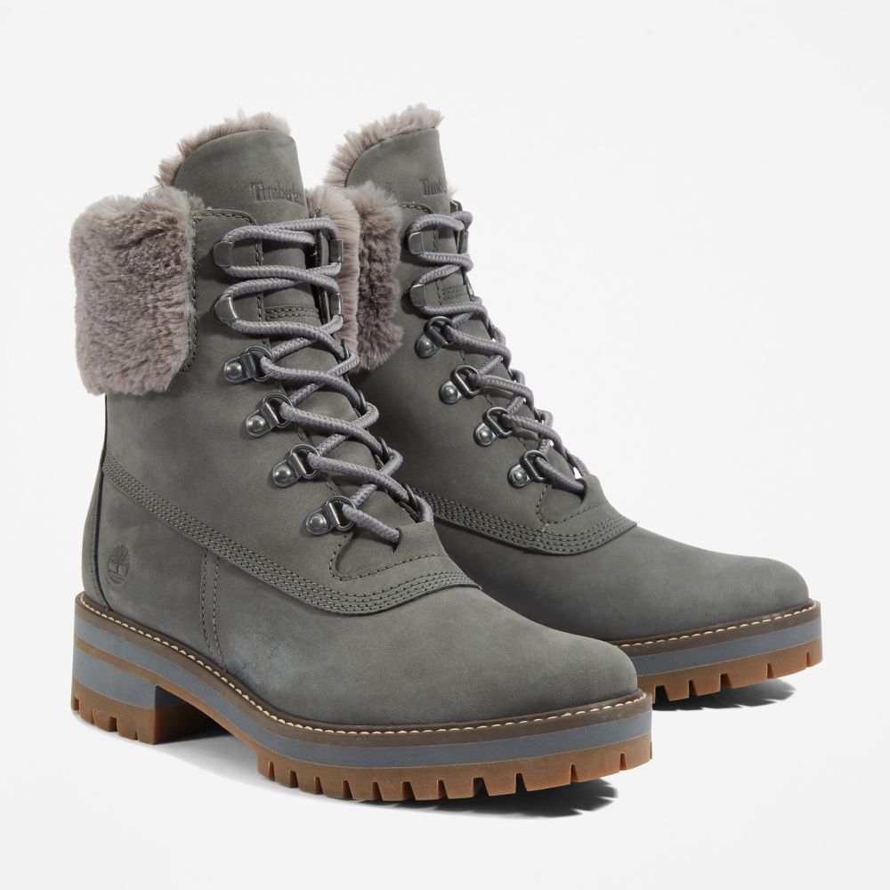 Timberland Courmayeur Valley 6-Inch Waterproof Faux-Fur Kışlık Bot Kadın Gri | TR-5089K