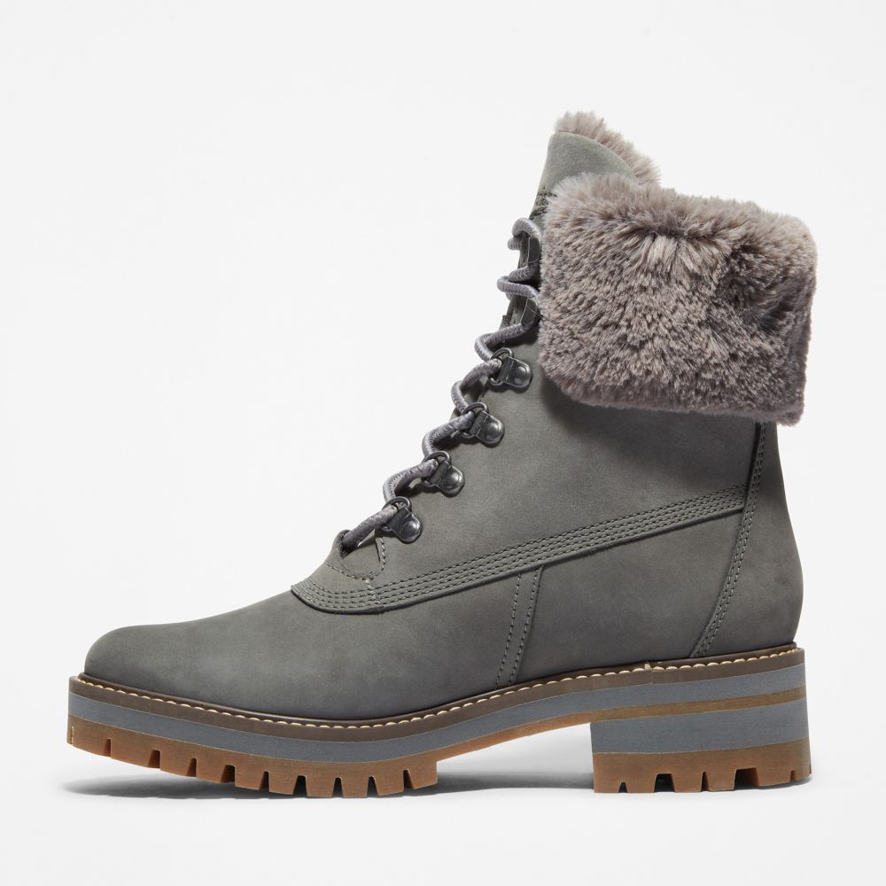 Timberland Courmayeur Valley 6-Inch Waterproof Faux-Fur Kışlık Bot Kadın Gri | TR-5089K
