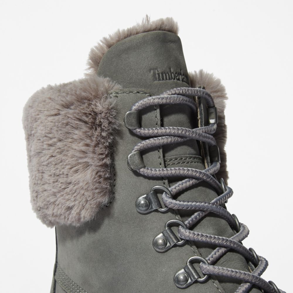 Timberland Courmayeur Valley 6-Inch Waterproof Faux-Fur Kışlık Bot Kadın Gri | TR-5089K