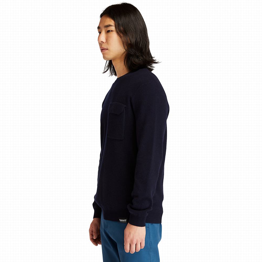 Timberland Crewneck Pocket Süveter Erkek Lacivert | TR-2643L