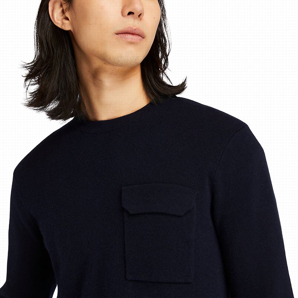 Timberland Crewneck Pocket Süveter Erkek Lacivert | TR-2643L