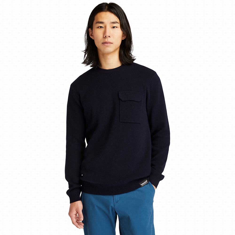 Timberland Crewneck Pocket Süveter Erkek Lacivert | TR-2643L
