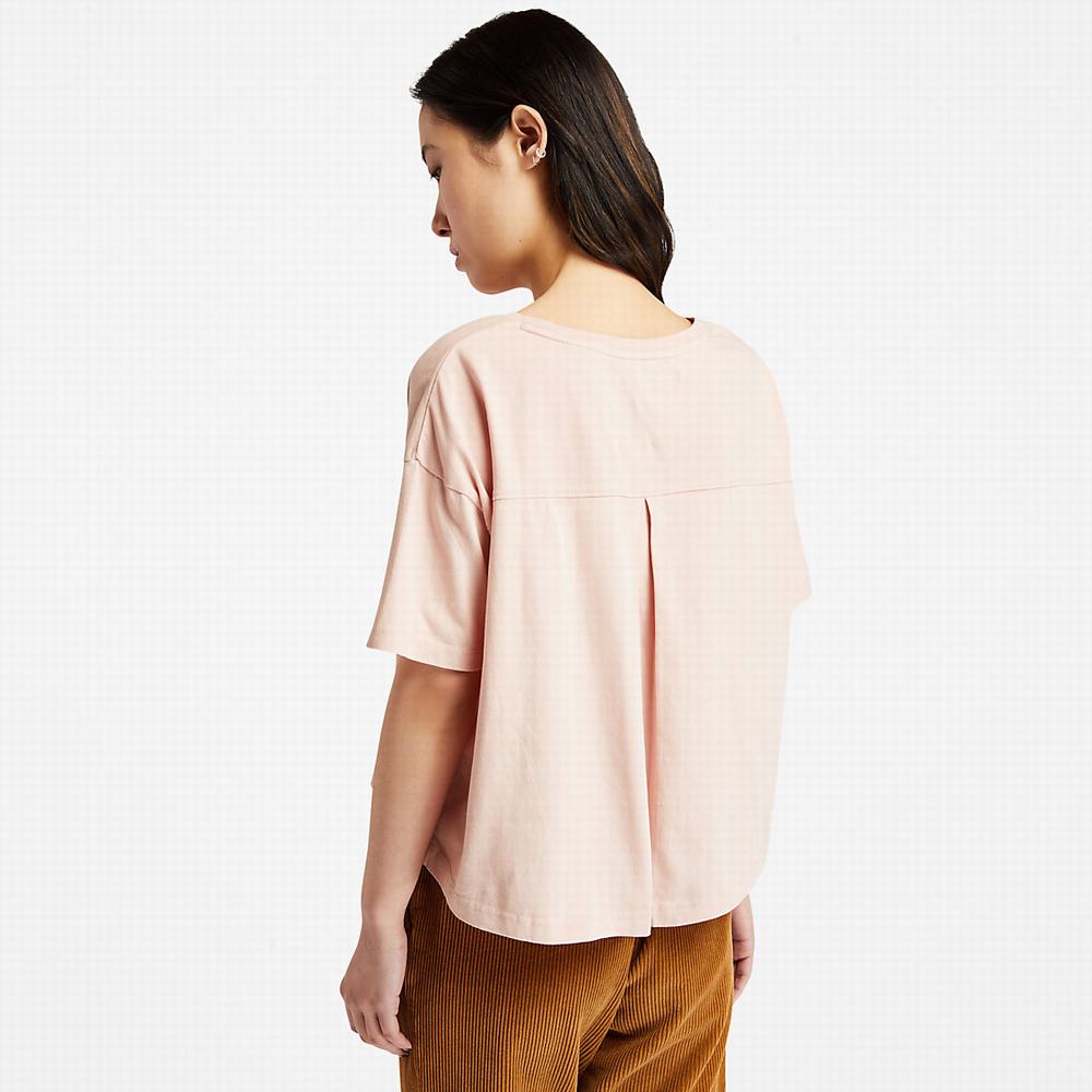 Timberland Cropped Logo Tişört Kadın Açık Pembe | TR-0926D