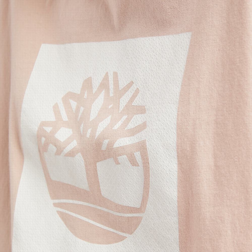 Timberland Cropped Logo Tişört Kadın Açık Pembe | TR-0926D