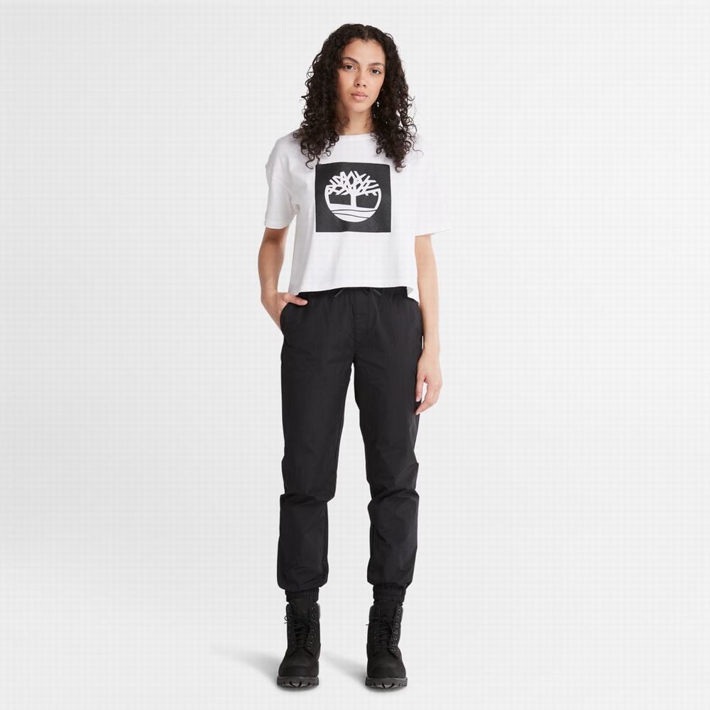 Timberland Cropped Logo Tişört Kadın Beyaz | TR-7490K