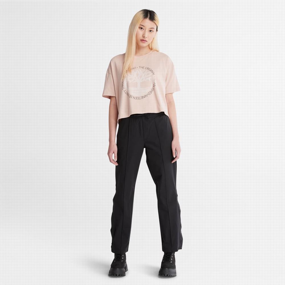 Timberland Cropped Logo Tişört Kadın Pembe | TR-4816C