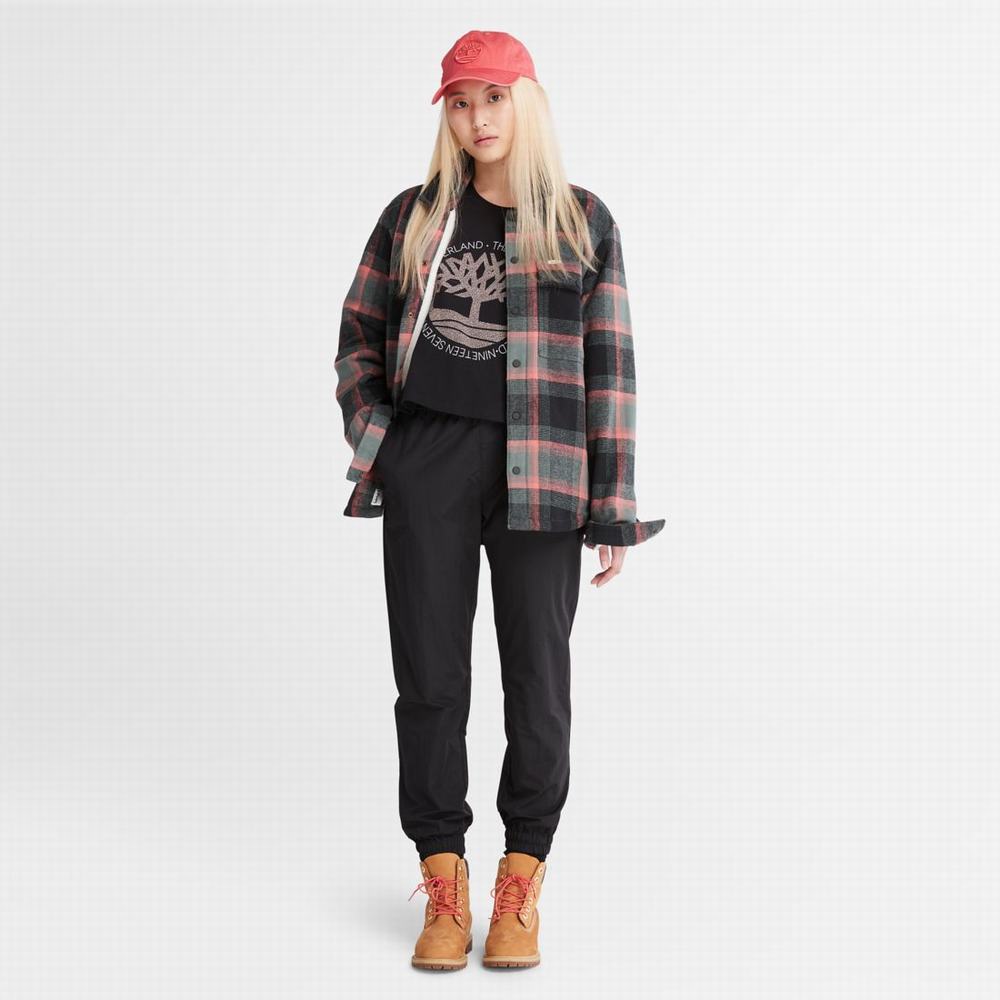 Timberland Cropped Logo Tişört Kadın Siyah | TR-5321X