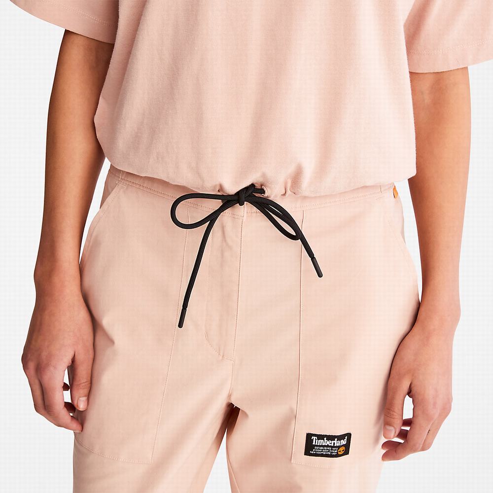Timberland Cropped T-Shirt with Drawstring Hem Tişört Kadın Pembe | TR-4713U