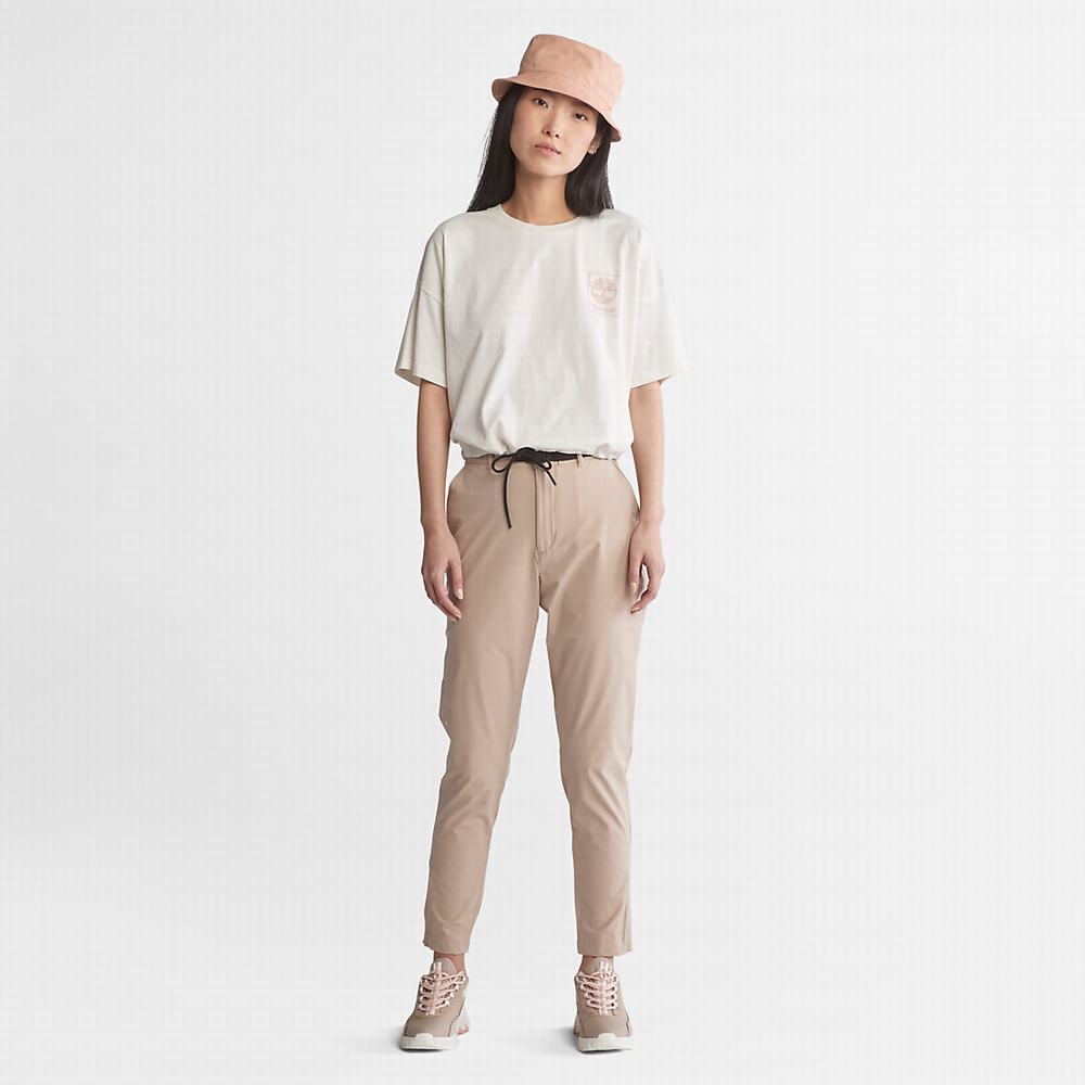 Timberland Cropped T-Shirt with Drawstring Hem Tişört Kadın Beyaz | TR-8723A