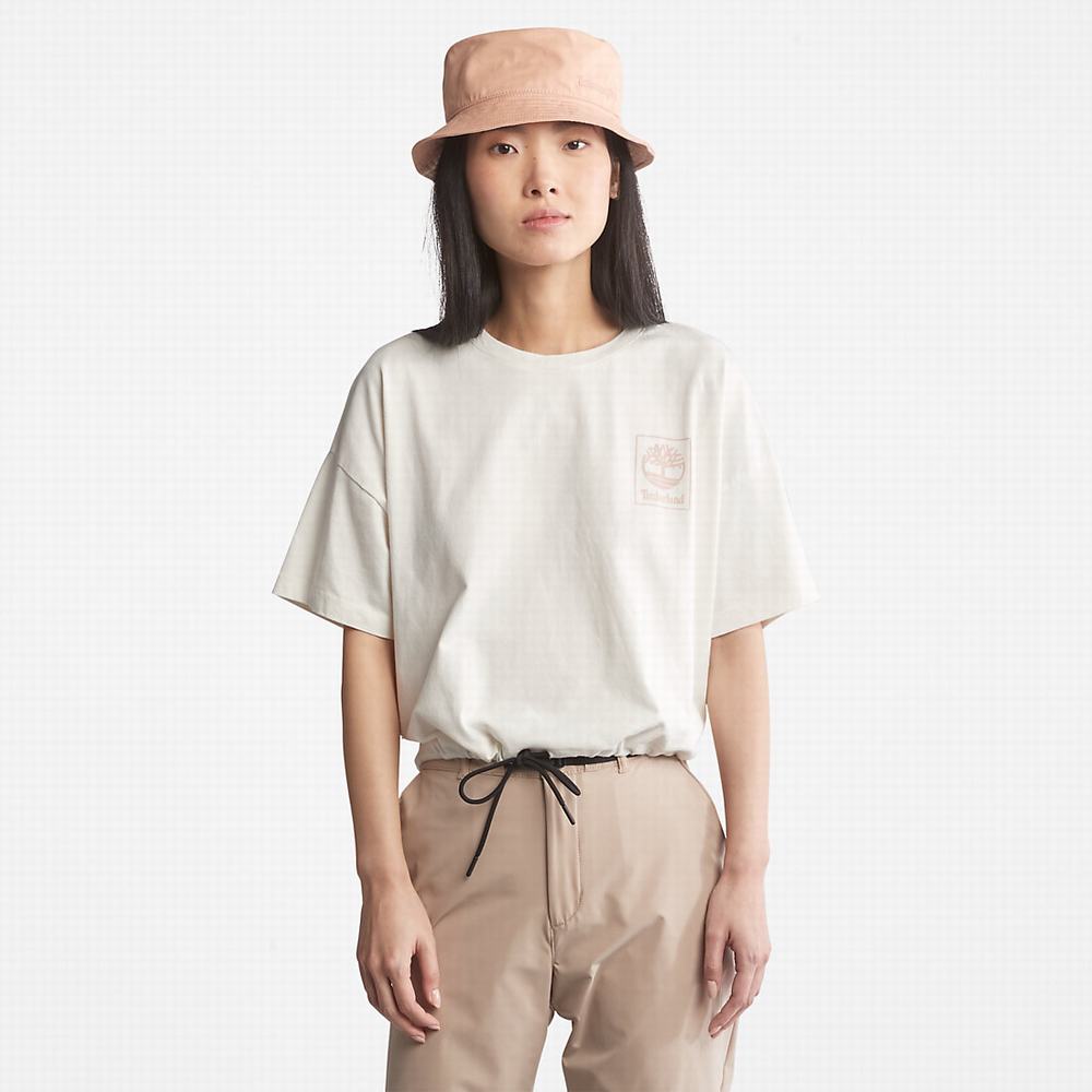 Timberland Cropped T-Shirt with Drawstring Hem Tişört Kadın Beyaz | TR-8723A