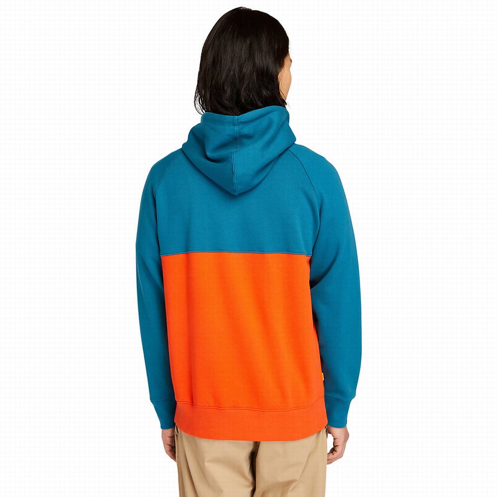 Timberland Cut-and-sew Kapüşonlu Sweatshirt Erkek Turkuaz | TR-0361D
