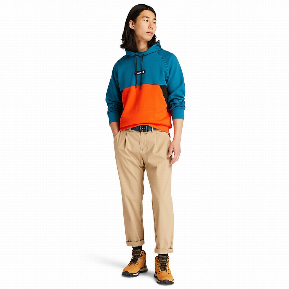 Timberland Cut-and-sew Kapüşonlu Sweatshirt Erkek Turkuaz | TR-0361D