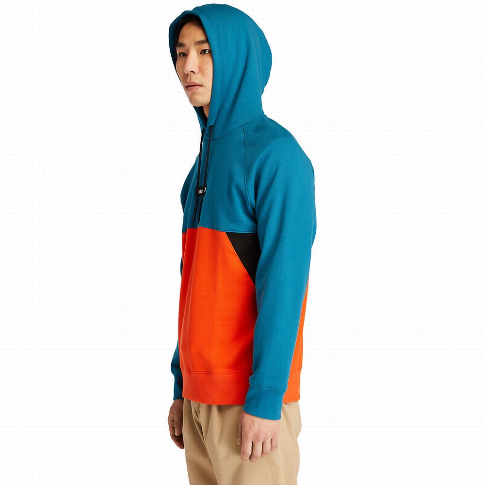Timberland Cut-and-sew Kapüşonlu Sweatshirt Erkek Turkuaz | TR-0361D