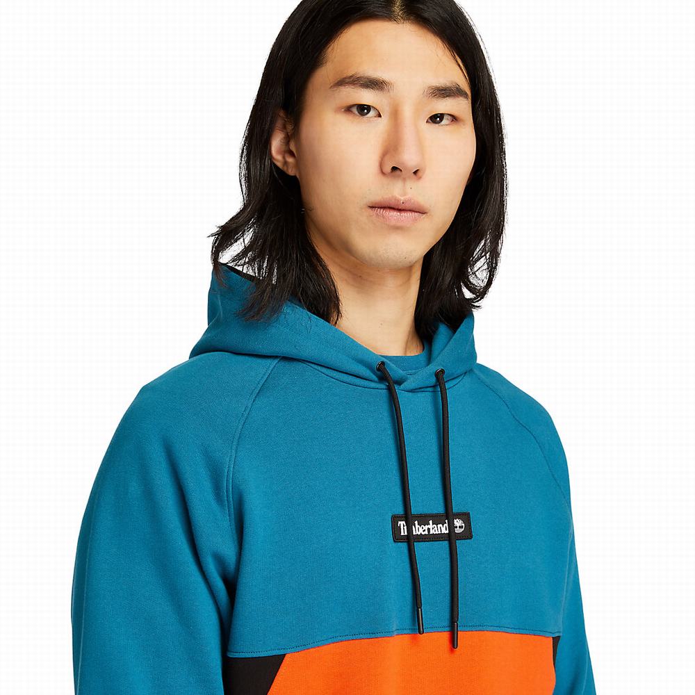 Timberland Cut-and-sew Kapüşonlu Sweatshirt Erkek Turkuaz | TR-0361D