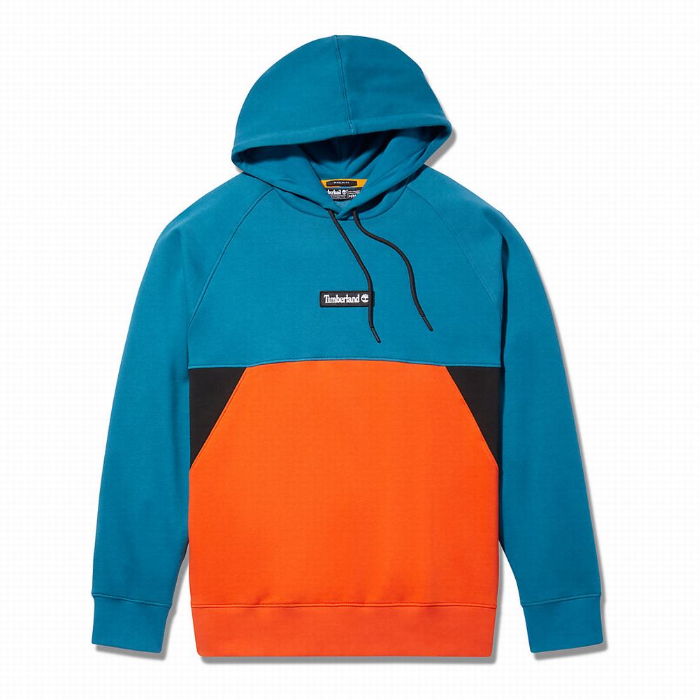 Timberland Cut-and-sew Kapüşonlu Sweatshirt Erkek Turkuaz | TR-0361D