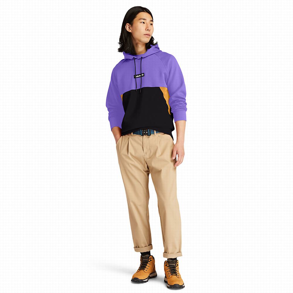 Timberland Cut-and-sew Kapüşonlu Sweatshirt Erkek Mavi | TR-8703F