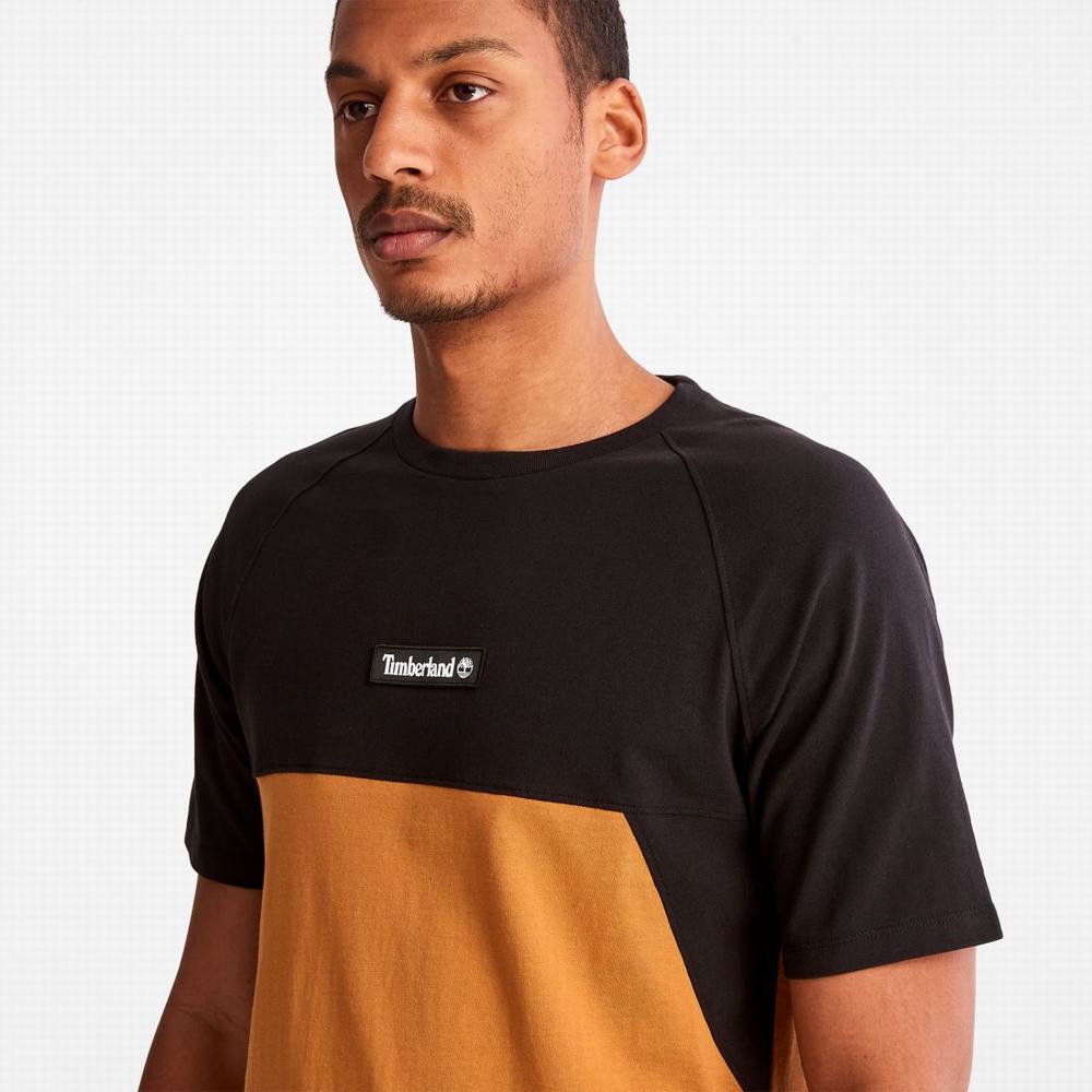 Timberland Cut-and-sew Tişört Erkek Siyah Kahverengi | TR-1402Z