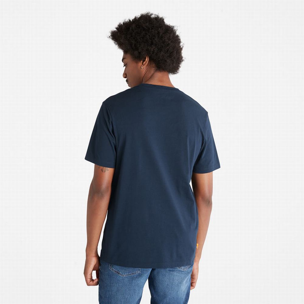 Timberland Dotted Tree-logo Tişört Erkek Lacivert | TR-4298Y