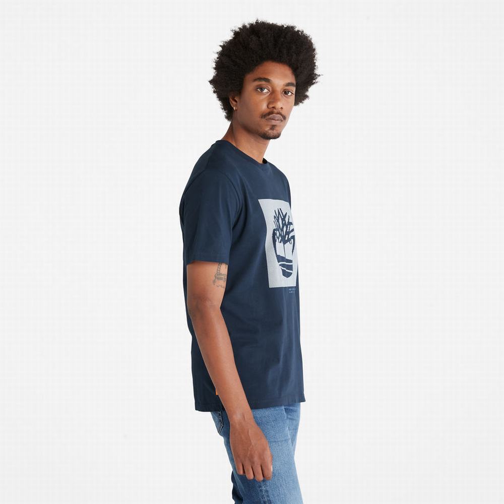Timberland Dotted Tree-logo Tişört Erkek Lacivert | TR-4298Y