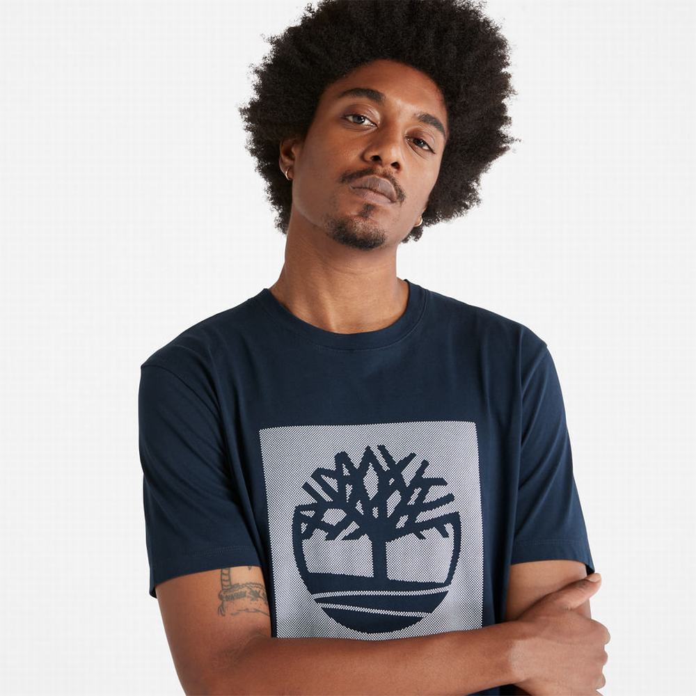 Timberland Dotted Tree-logo Tişört Erkek Lacivert | TR-4298Y