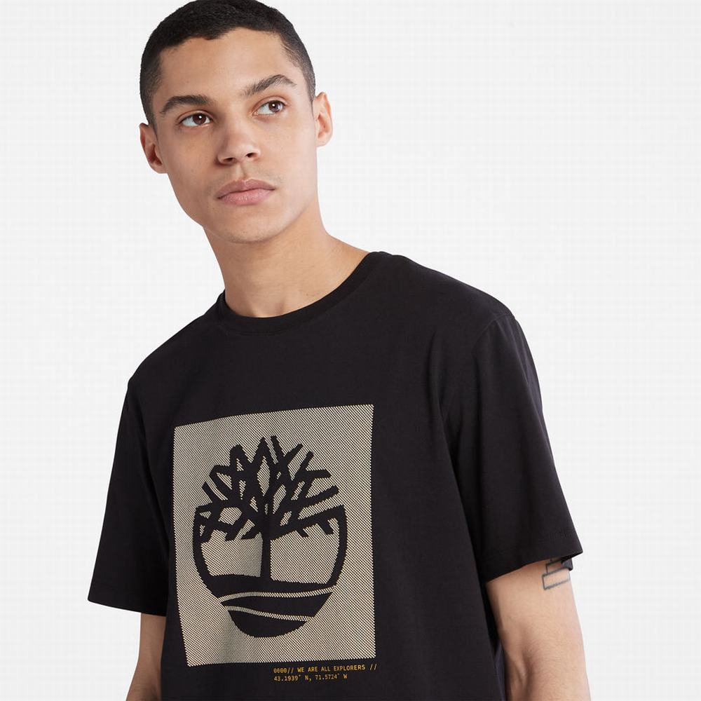 Timberland Dotted Tree-logo Tişört Erkek Siyah | TR-4397U